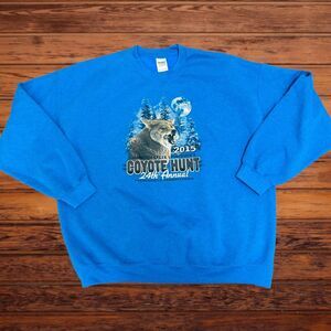 2015 Coyote Hunt Men's Long Sleeve Sweatshirt Blue Size‎ 2XL